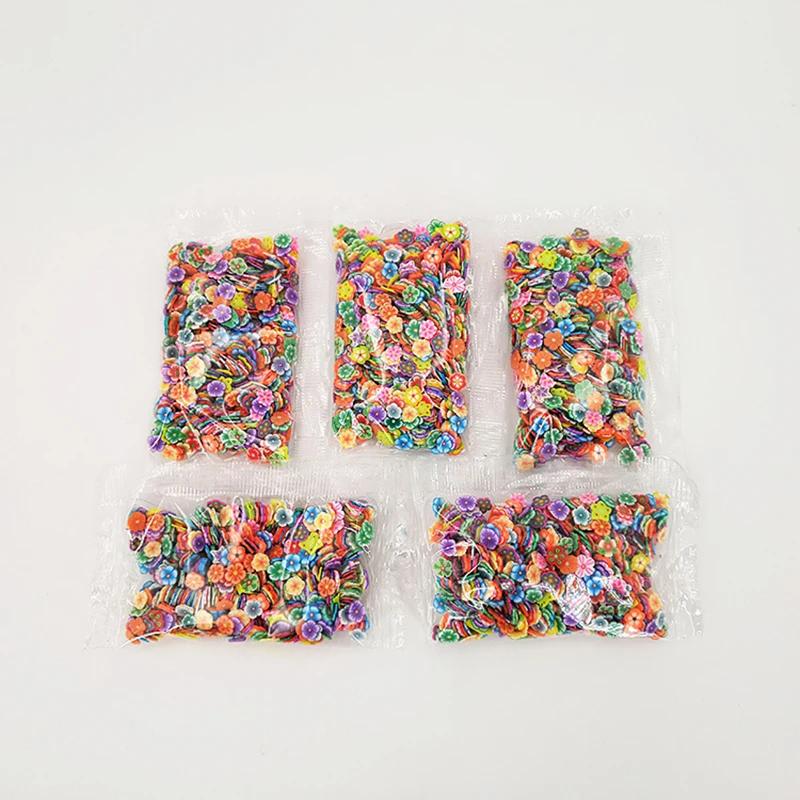 1000Pcs Soft Pottery Slime Fruit Slice Smiley Face Flower Filler Nails Art Tips Slime Fruit For Kids Lizun DIY Slime Accessories