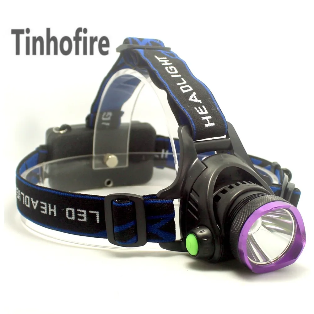 Tinhofire 290 Супер светло-фиолетовый головка CREE XM-L T6 светодиодный 2000 люмен фара велосипедный Фонарь налобный фонарь с зарядным устройством