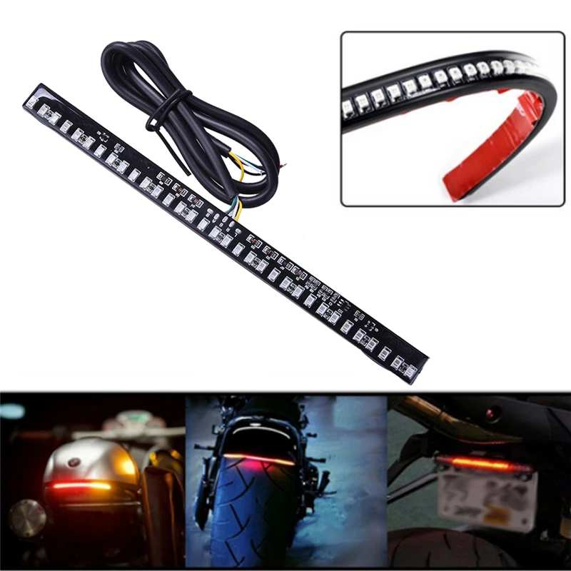 Universal Flexible 33LED Motorcycle Brake Lights/Turn Signal Light Strip/License Plate Flashing