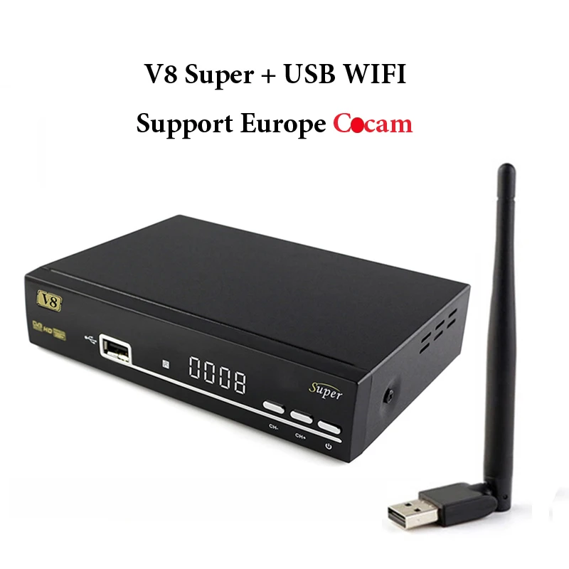 

2pcs V8 Super DVB-S2 Satellite Receiver Full 1080P HD Satellite decoder USB WIFI support Biss Key Youporn clines