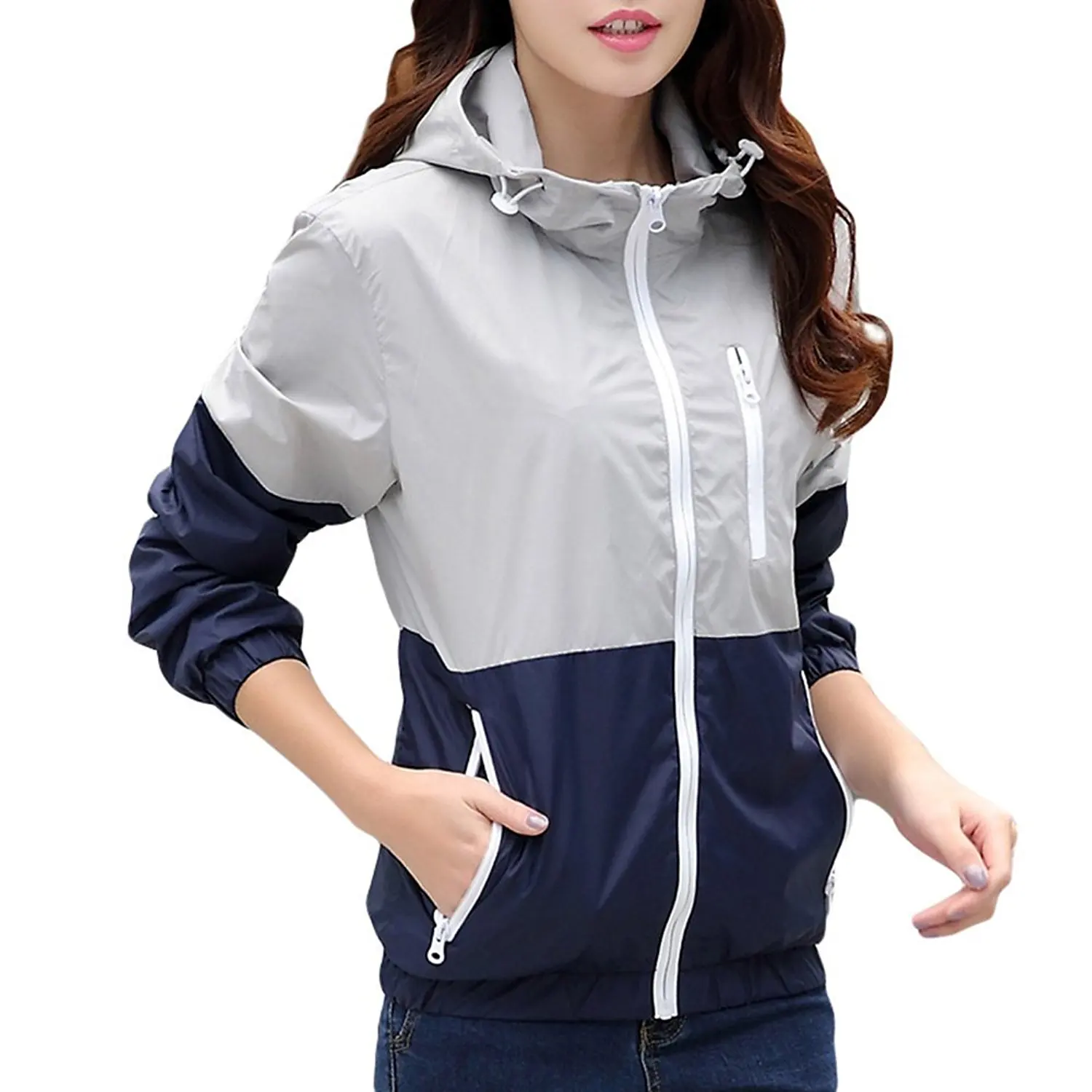 

Nantersan Women Bomber Jacket Quick Dry Windbreaker Spring Lightweight Hooded Activewear Jacket Sun Protection Outerwear