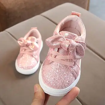 

2019 Spring Autumn Girls Shoes Baby Kids Children Casual Shoes With Bow Knot Platform Sneakers Fashion Bling Shoes For Chil