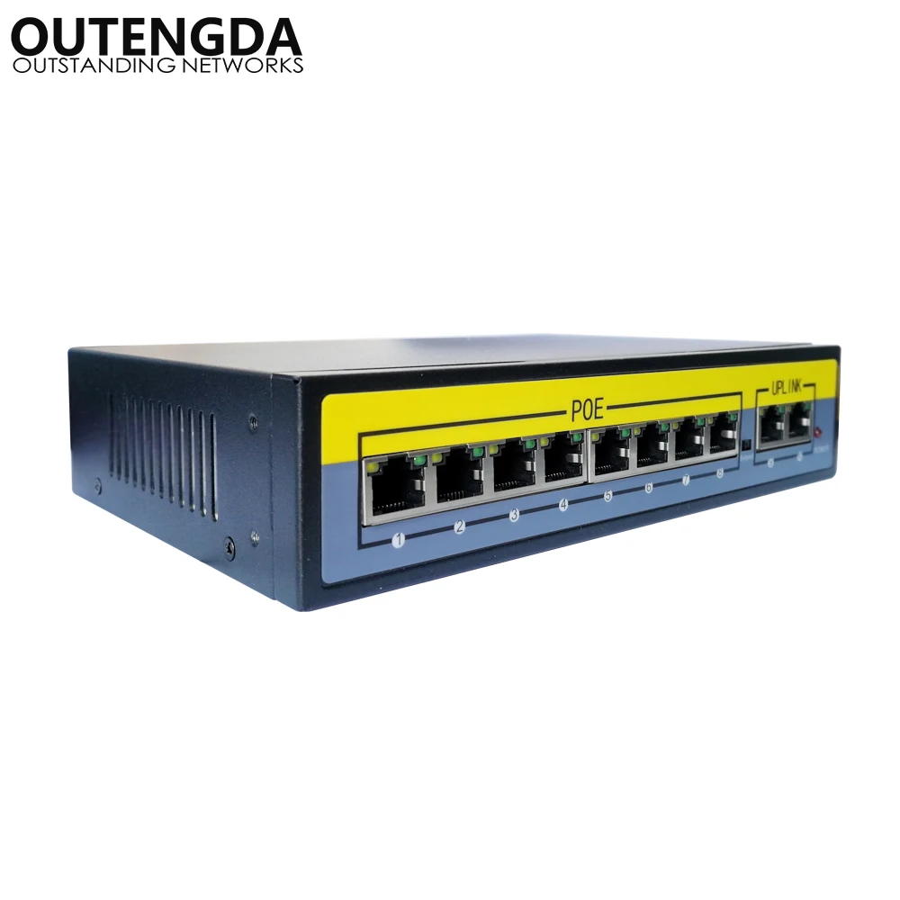 2 + 8 портов 100 Мбит/с PoE коммутатор адаптер питания через Ethernet IEEE 802.3af/at для камер AP VoIP Встроенная Мощность 120 Вт выключатель инъектор
