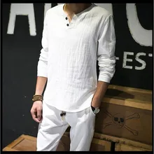 Льняные рубашки, одноцветная Базовая футболка с длинным рукавом для мужчин, весенние новые футболки с вырезом лодочкой, модные мужские топы, футболки размера плюс M-4XL, 5XL, 6XL, 7XL