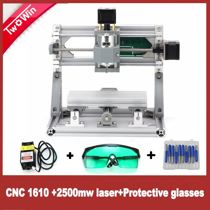 

CNC 1610 Engraving Machine + 2500mw Laser DIY Mini Pcb Milling Engraving Wood Carving Machine CNC Router 1610 Control by GRBL