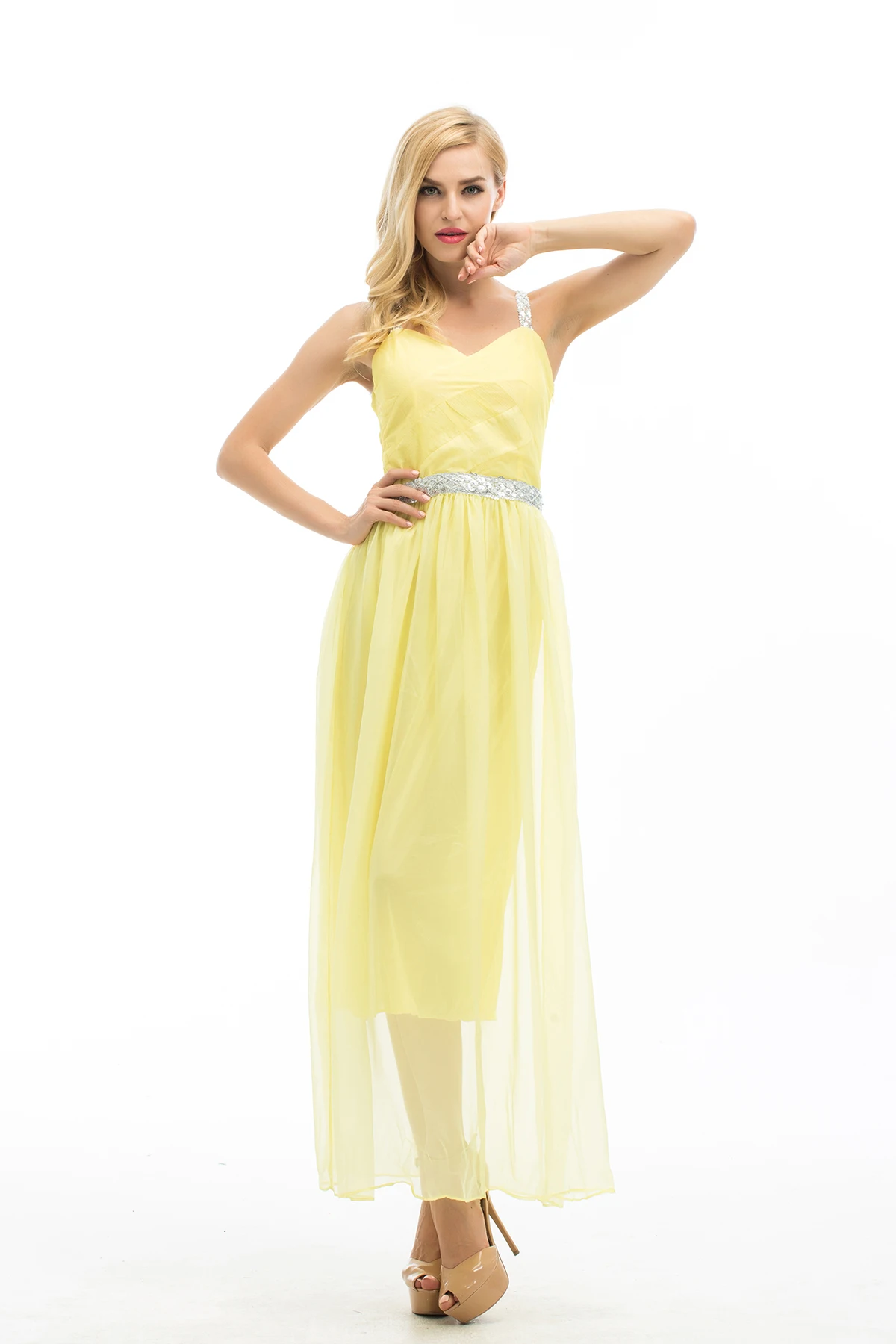 Праздничное платье Gogoboi Lday vestidos Золотое Платье макси с блестками 2018 модное