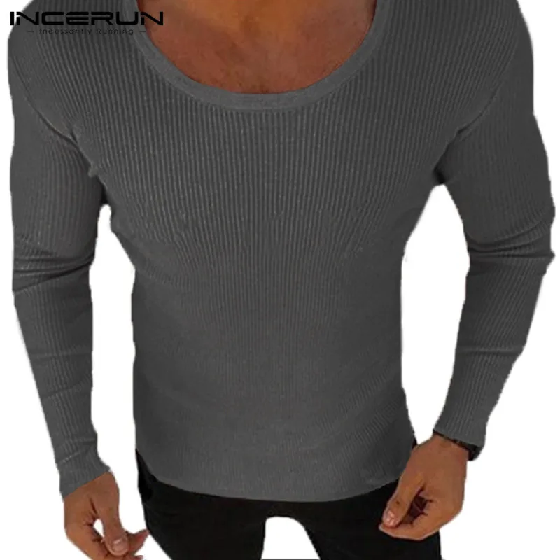 INCERUN Winter Men Sweater Fitness O neck Long Sleeve