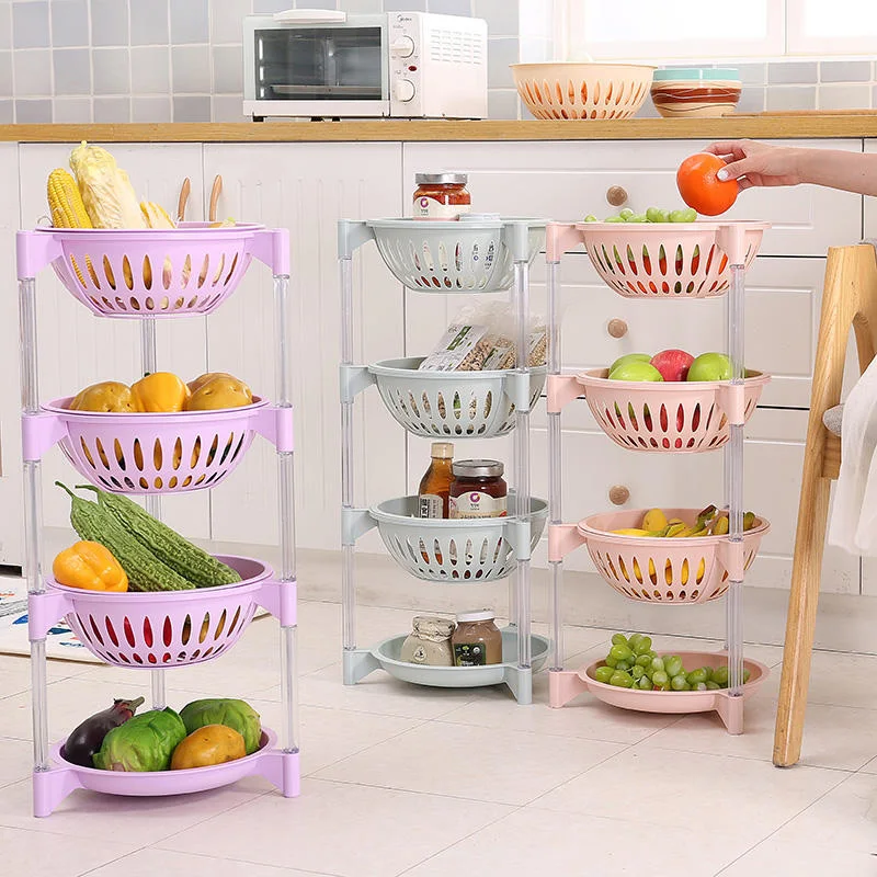 Красочные 4 шт./компл. пластиковые можно укладывать хранилище корзина для фруктов и овощей держатели стойки хранения много мусора кухонные инструменты