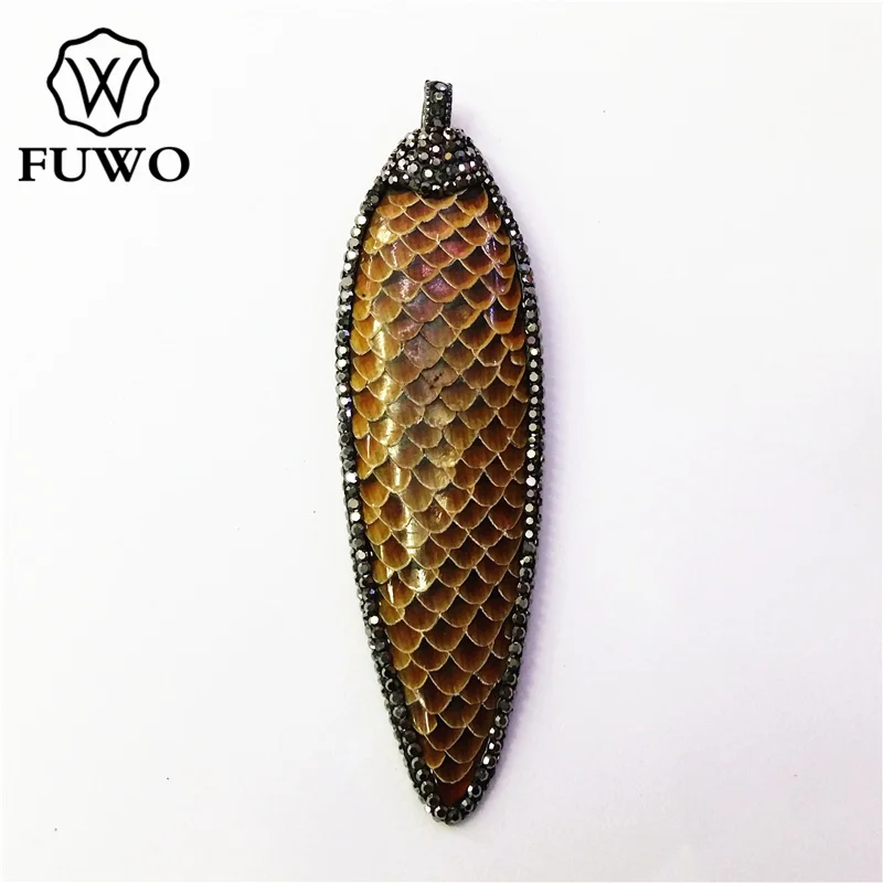 FUWO оптовая продажа натуральный рог буйвола Резные Подвески крылья с бусинами
