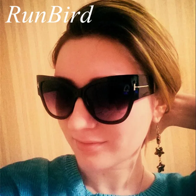 RunBird модные брендовые дизайнерские Винтажные Солнцезащитные очки кошачий глаз