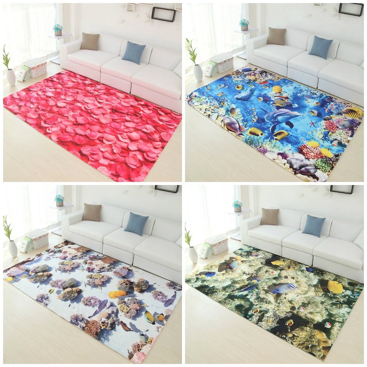 Buy Personalized Bedroom Carpet Mediterranean Rectangular 3D Pattern Carpet