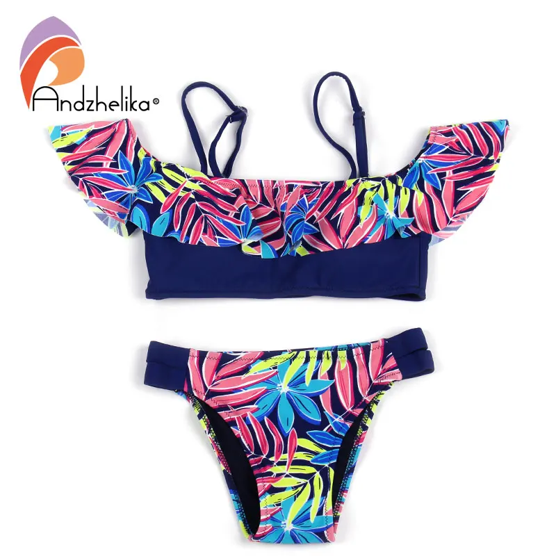 Andzhelika bikini 2018 яркий купальник бикини с рюшами для девочки AK58|Купальники |