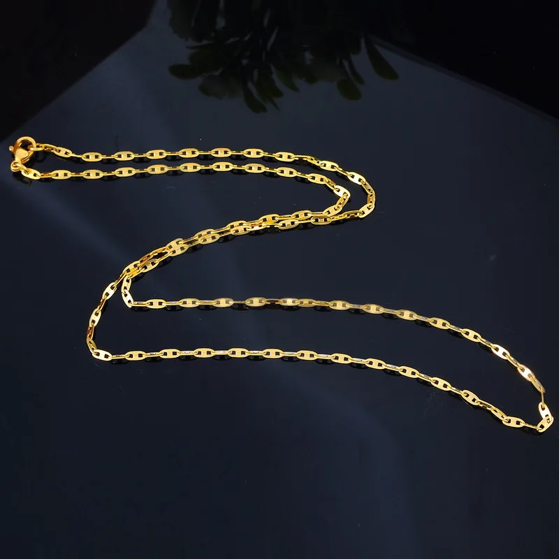 

Fine Jewelry 1PC Gold Color Stainless Steel Necklace Cross Tile Chain 51cm Long