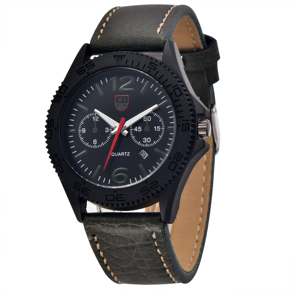 Wholesale Cheap Watches Mens Leather Band Date Quartz Wrist Watch Men