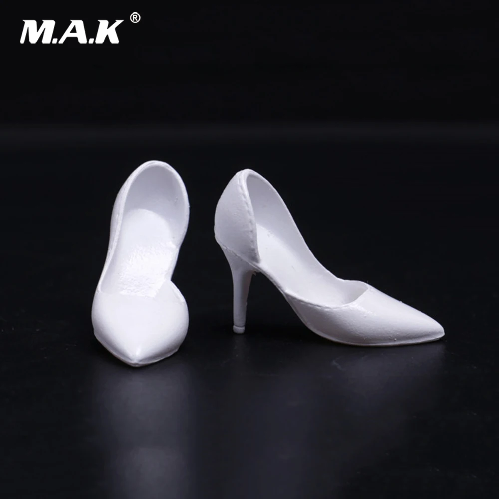 

1:6 Scale Female High Heel Shoes Soft Material White Color for 1/6 Ph Action Figure Body Accessory
