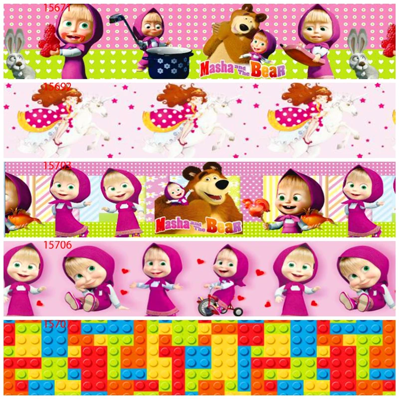 

25 38 50 75mm width children cartoon animals Printed polyester Grosgrain Ribbon Satin Ribbon Kids ribbons KD10