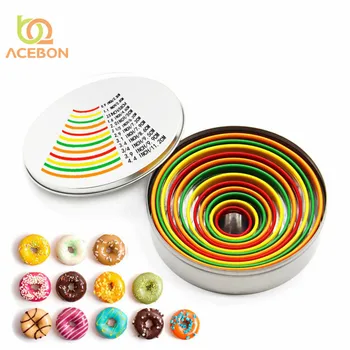 

12pc set Cookie Cutter for Cake Round Color Mousse Cakes Circle Metal Stainless Steel Kitchen Baking Accessories Supplies ACEBON