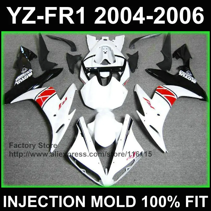 

MOTOMARTS Pure clean white fairing kit for YAMAHA fairings YZF R1 2004 2005 2006 yzf r1 04 05 06 ABS Full injection