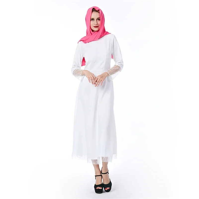 Muslim islamic Dress Abaya Dubai Turkish Women Long Sleeve Gowns Lace Dress