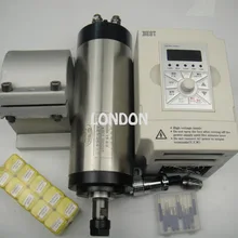 ER16 диаметр 80 мм 220 В водяное охлаждение 1.5KW шпиндель с 4 шт. подшипник для чпумашина+ 1.5KW частотно-регулируемым приводом+ стойка+ ER16+ сверла для станков с ЧПУ