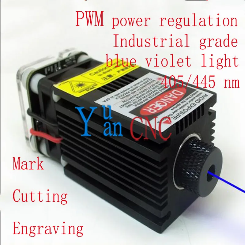 

DIY High Power 6500mw Laser Focus 445nm Blue Laser Diode Module, DC: 12V, Fixed focus 18mm,Focus for laser cutting and engraving