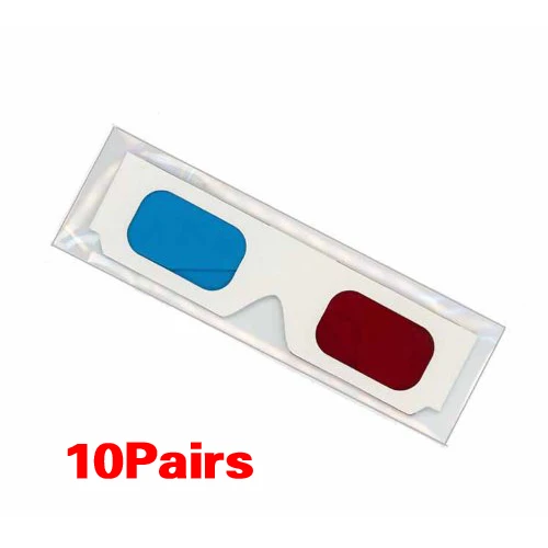 HFES 10 пар красных/голубых картонных 3D очков