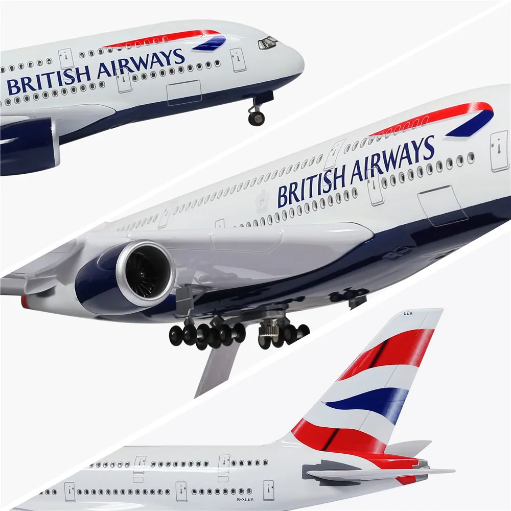 46 см 1: 160 литая под давлением модель самолета Британский Airbus A380 с светодиодный светильник(Сенсорное или Звуковое управление) самолет для украшения или подарка