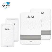 Saful auto-alimentado Campainha Sem Fio À Prova D’ Água de Longa Distância sem bateria 2 Botão + 2 Campainha Interior Receptor Ao Ar Livre