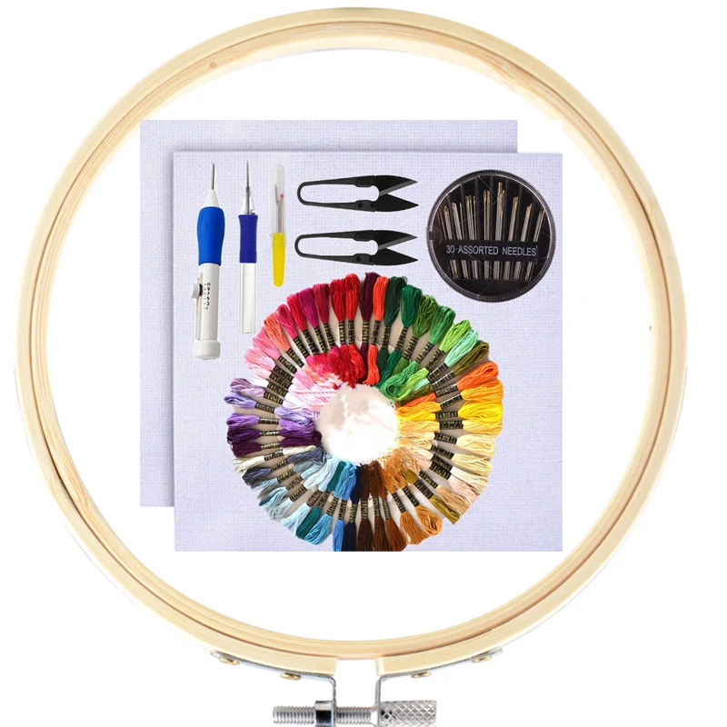 Embroidery Kit Skeins Hoop Frame Cloth Crochet Hookcv