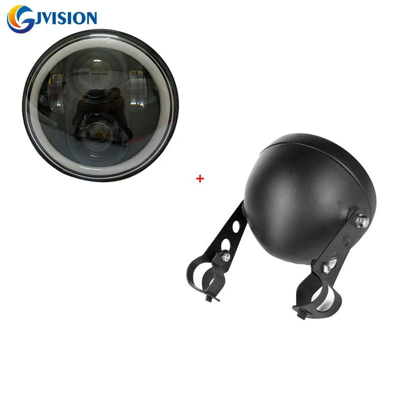 5.75'' Motorcycle Headlight Housing Bucket + 5 3/4 inch Black projector