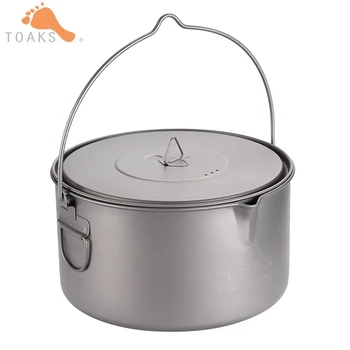 

2L TOAKS Portable Hanging Pot Titanium Cup Pot Water Cup with Lid Foldable Handle Picnic Outdoor Cookware Tableware POT-2000-BH