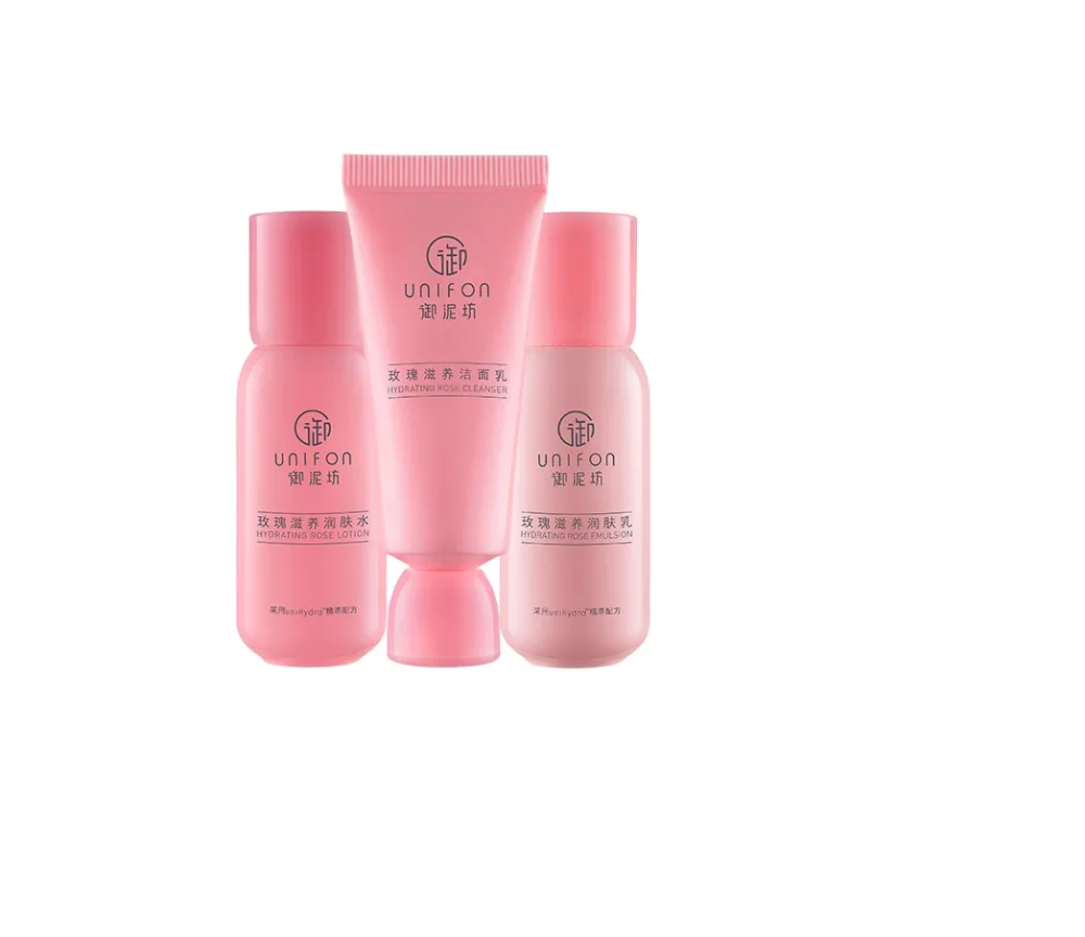 

Unifon Hydrating Moisturizing Rose Nourishing Travel Set Cleanser Lotion Toner 20ml*3