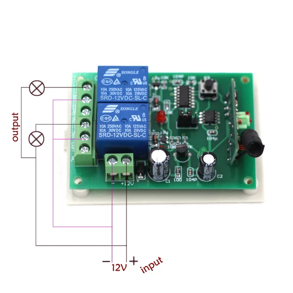 12 В/24 В беспроводной переключатель системы дистанционного управления по радио Светодиодный переключатель 2 CH релейный приемник+ 2 передатчика для двигателя светодиодный светильник