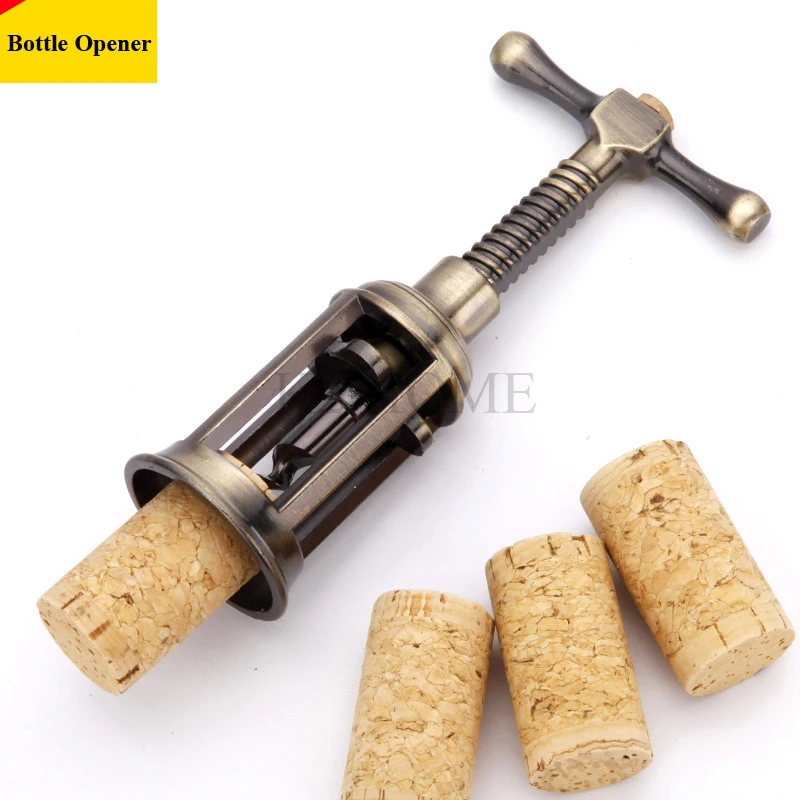 

1 pcs Retro Red Wine Bottle Opener Zinc Alloy Corkscrew Cork Puller Remover Champagne Opener Wine Opener Antique Bronze