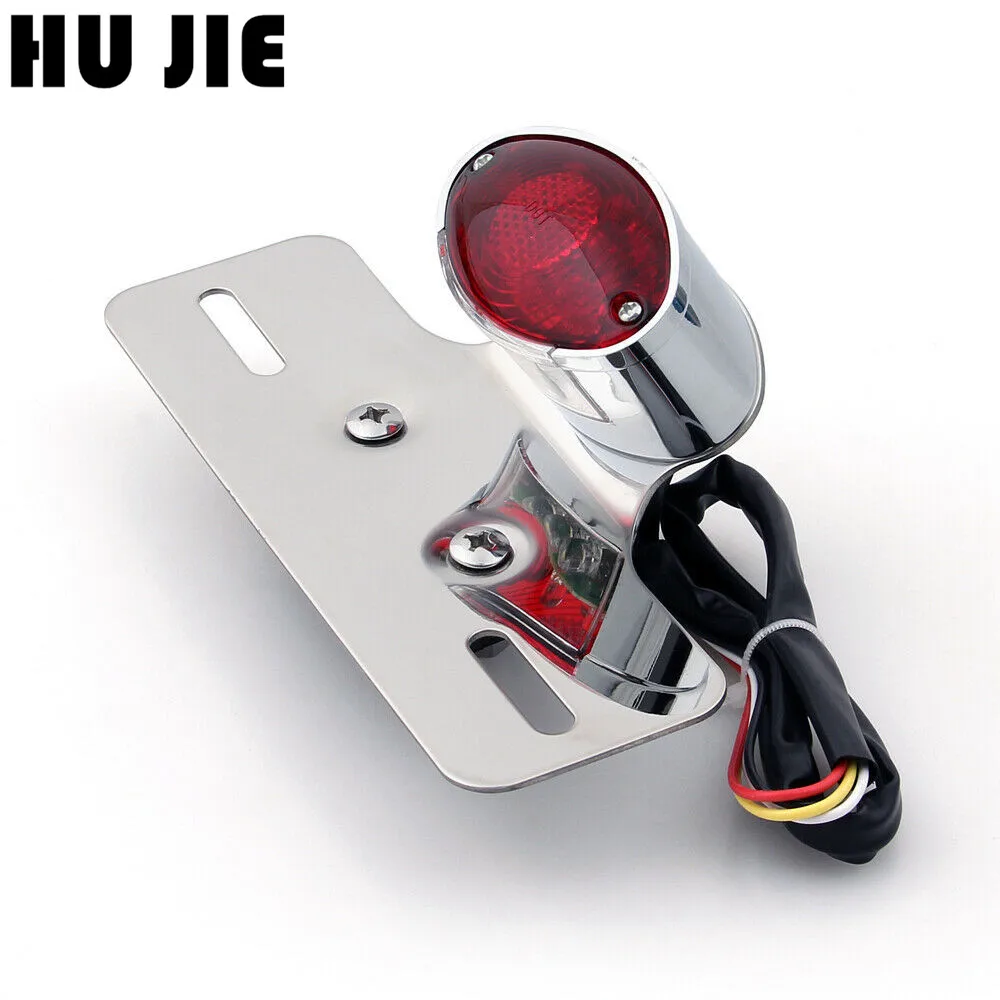 Best Motorcycle Chrome Rear Brake Stop Tail Light License Plate Light For Benelli Aprilia KTMStreet Bike Scooter Cruiser Chopper Dirt