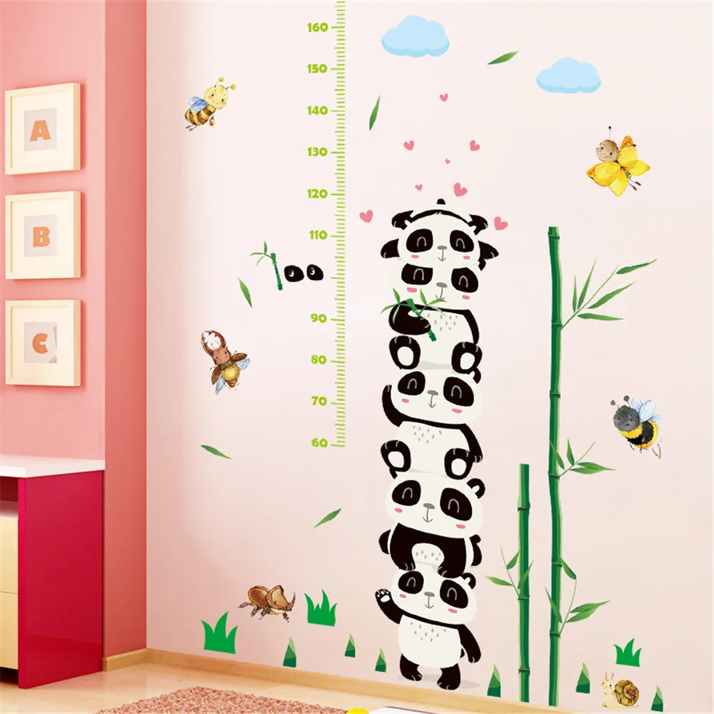 Removable Giraffe Height Measurement Wall Sticker Cartoon Monkey Decals  Children Growth Record Metric Scale Chart Kid