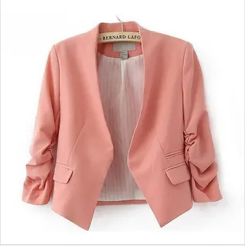 2016 Fashion Basic Jacket Blazer Women Suit Cardigan Puff Sleeve Ladies Autumn Plus Size Brand Coats Casual blazer female