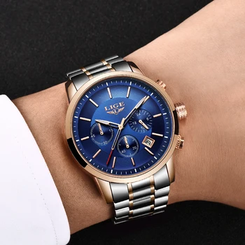 

LIGE New Fashion Top Luxury Men's Watch Watch Men's Sports And Leisure Waterproof Multi-function Quartz Clock Relogio Masculino