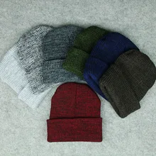 Зимняя известная теплая шерстяная шапка, Повседневная вязаная шапка Skullies, черные вязаные шапки Lana с кроликом, Мужская шерстяная плотная шапка