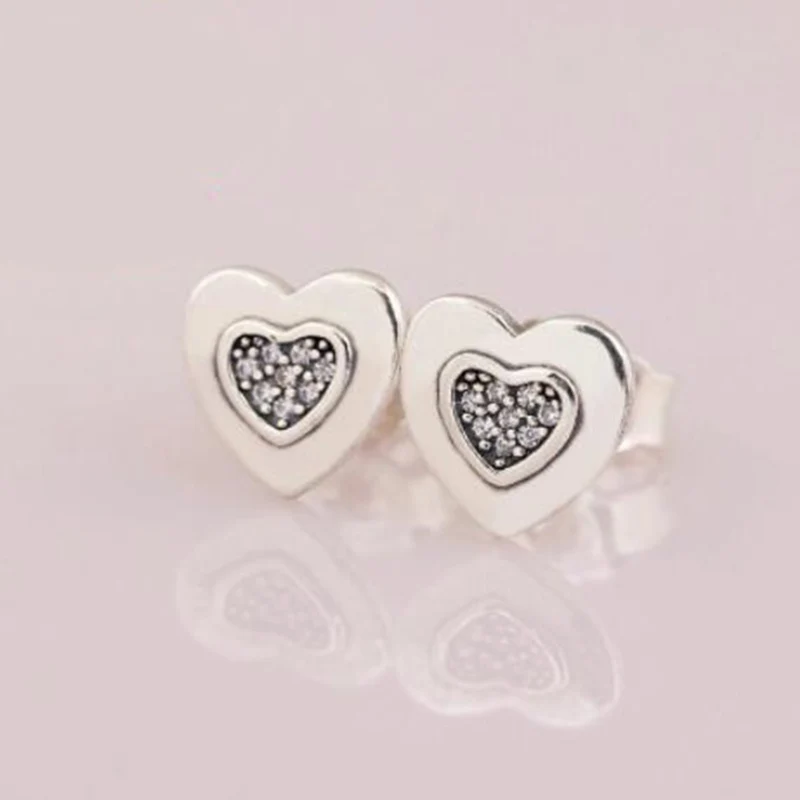 

Promotional 925 Sterling Silver Stud Earrings 2018 Heart Shaped Cubic Zirconia Stud Earrings for Women Fashion Jewelry
