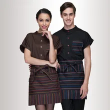 (5 get 10% off, 10 get apron) Man/woman coffee shop restaurant hotel short sleeve waiter shirt uniform work wear work clothes