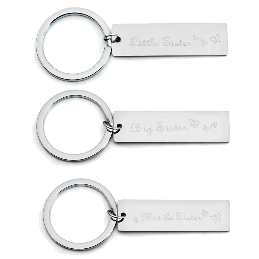

Big Middle Little Sister Keychain Silver Stainless Steel Keyring Best Friends Key Rings Sis Key Chains Friendship Sis BFF