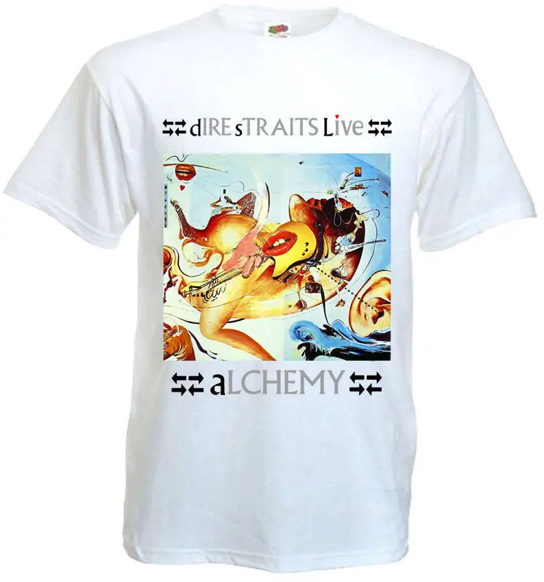 Дешево Лето 2018 Новый Dire Straits Alchemy футболка белый плакат все размеры S... 5XL Высокое качество футболки