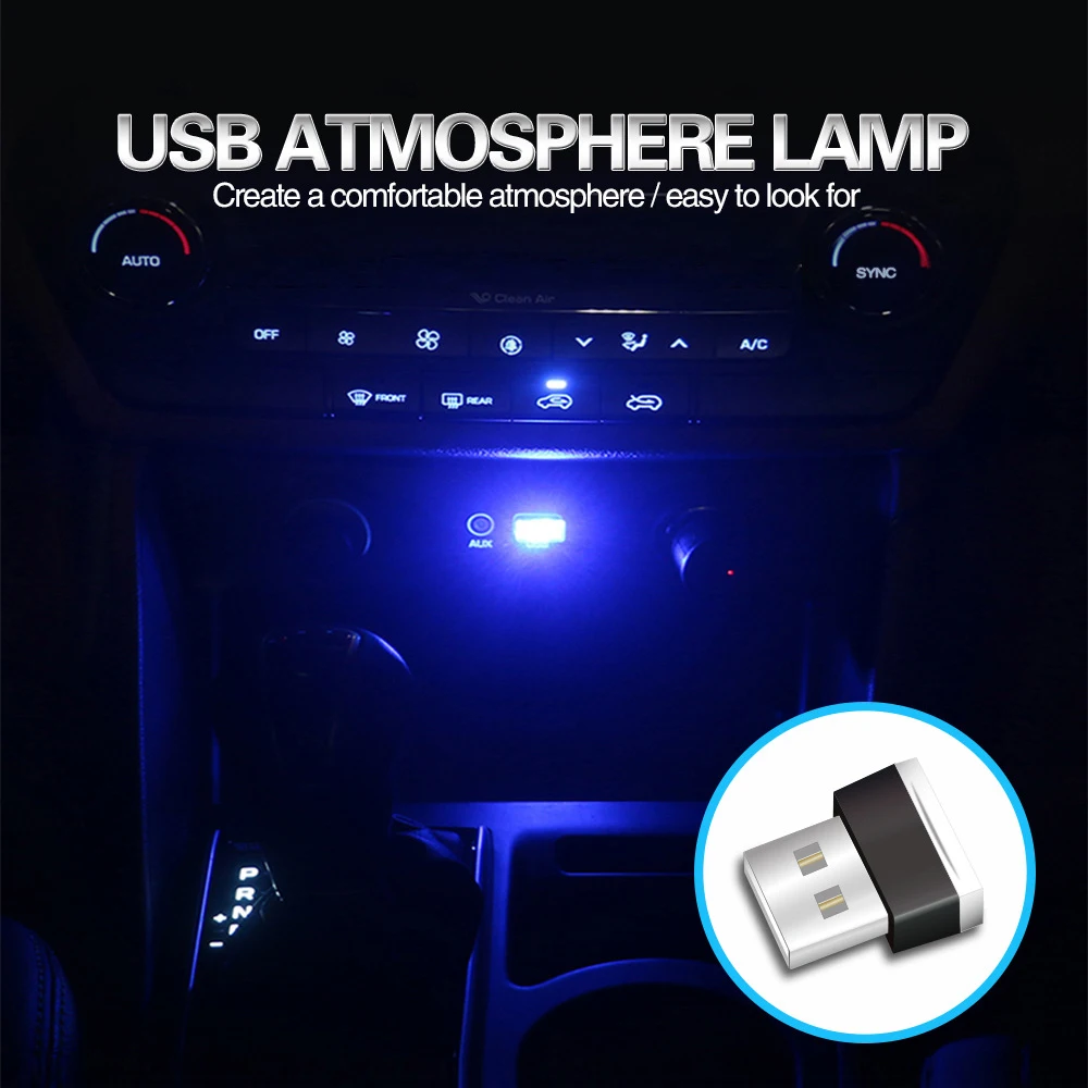 

Mini LED Headlight Car Neon Interior USB Atmosphere Light Plug And Play Decorative Lights Emergency Lighting PC Auto Parts