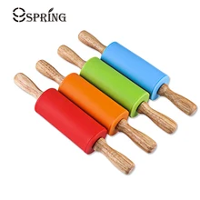 BalmyDays 23cm скалка для теста Деревянная ручка силиконовая скалка, Маленькое скалка Детская скалка дерево, Скалка регулируемая Силиконовая ролик для теста, Дерево скалка для печенья Кухня кондитерские принадлежности