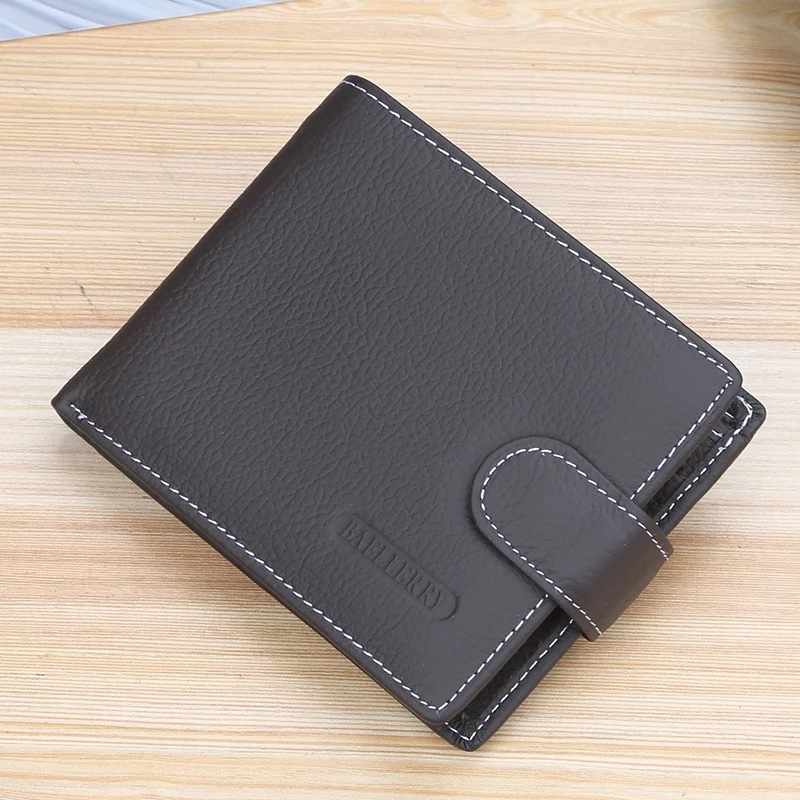 

Genuine Leather Wallet Two Layer Male Purse Casual Small Money Bag Short Solid Wallets for Men Coin Card Holder Bags Waterproof