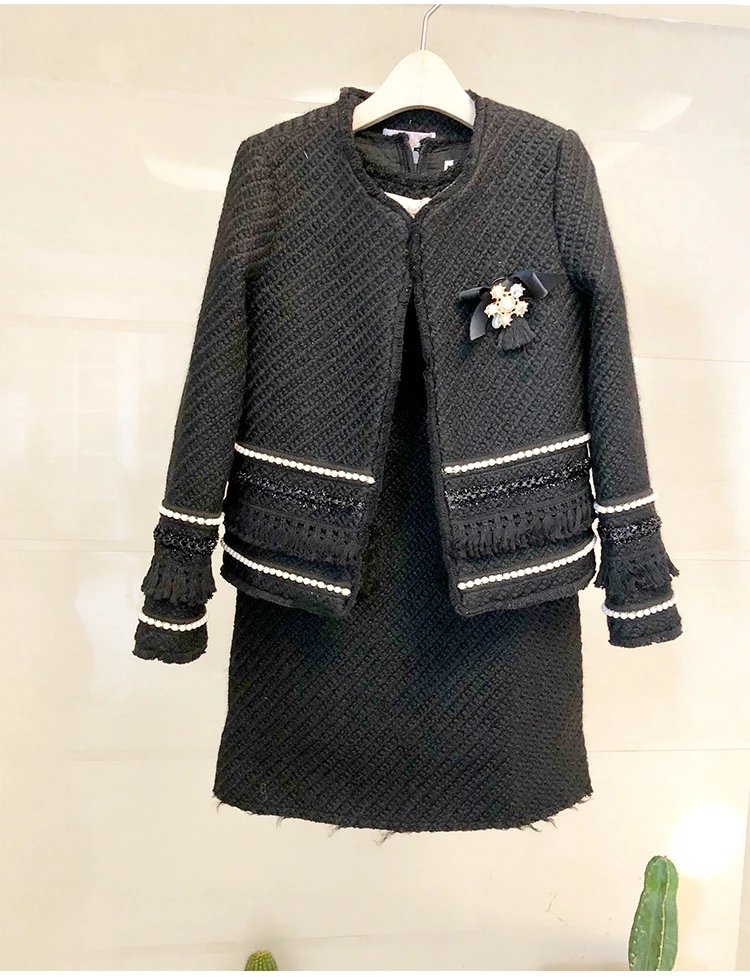 NIWIY Brand Autumn Short Bead Woollen Tweed Women Jacket Tapados Mujer Invierno 2018 Winter Long Sleeve Black Jacket N8502 NIWIY Brand Autumn Short Bead Woollen Tweed Women Jacket Tapados Mujer Invierno 2018 Winter Long Sleeve Black Jacket N8502