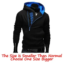 Hoodies Laamei Men Fashion Oblique Zipper Patchwork Tracksuit Sweatshirt Men’s Collar Cap Long Sleeves Pullover Plus Size M-3XL