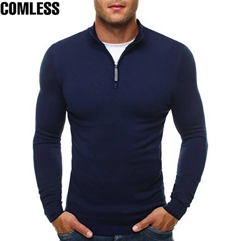 Mens Sweaters For 2017 Sweater Pullover Men Casual Slim Fit Knitted Sweater Men's Classic Zipper High Collar Male Sweater XXXL