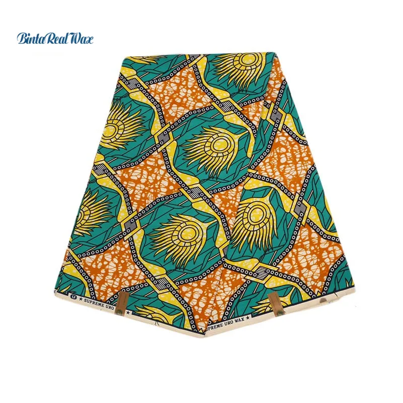 

Ankara Wax Prints Polyester Fabric 2019 real dutch Hollandais Wax High Quality 6 yards African Fabric for Party Dress sp042